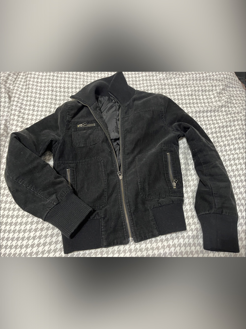 H&M Black Corduroy Zip-Up Jacket